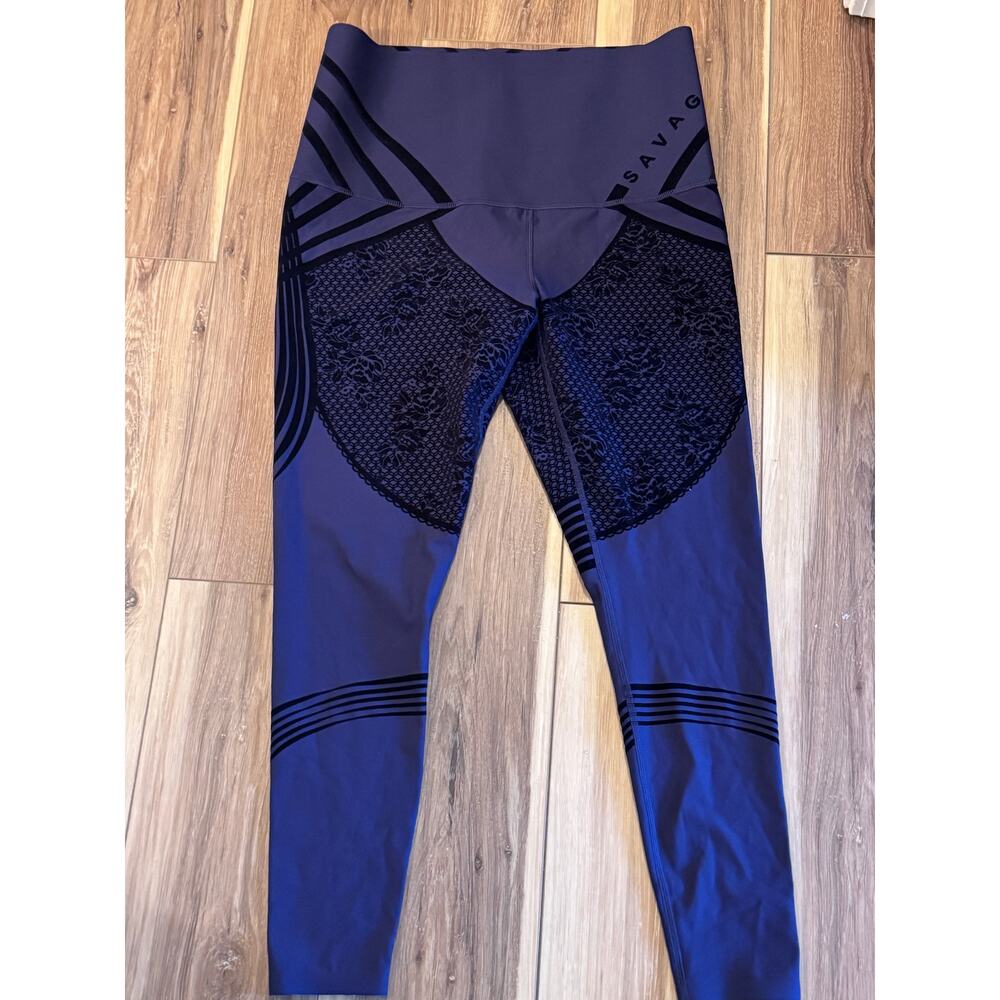Savage X Fenty 3X High Waist Mesh Panel Leggings Black Athleisure